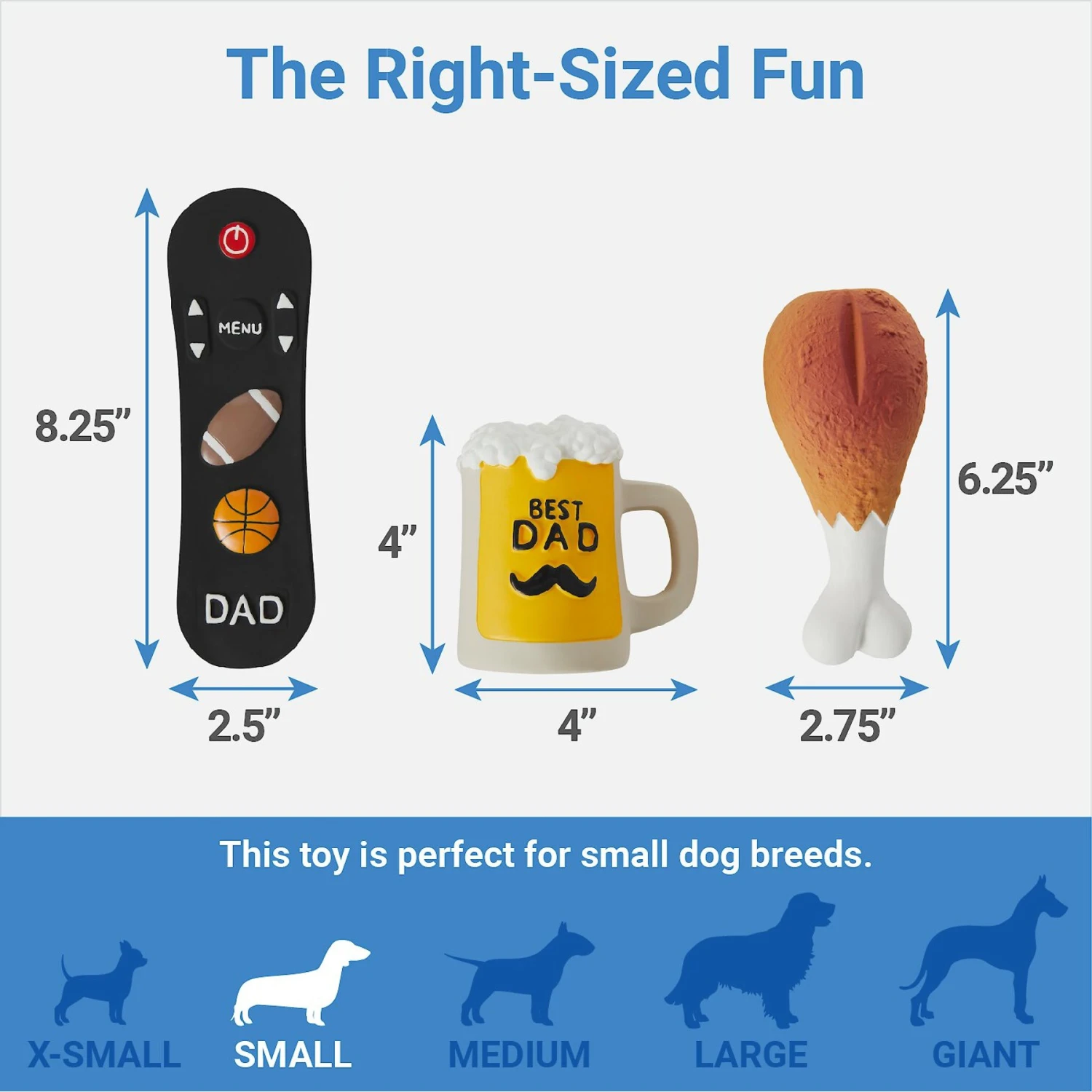 Frisco Father's Day Essential Latex Squeaky Dog Toy, 4 Count - Image 2