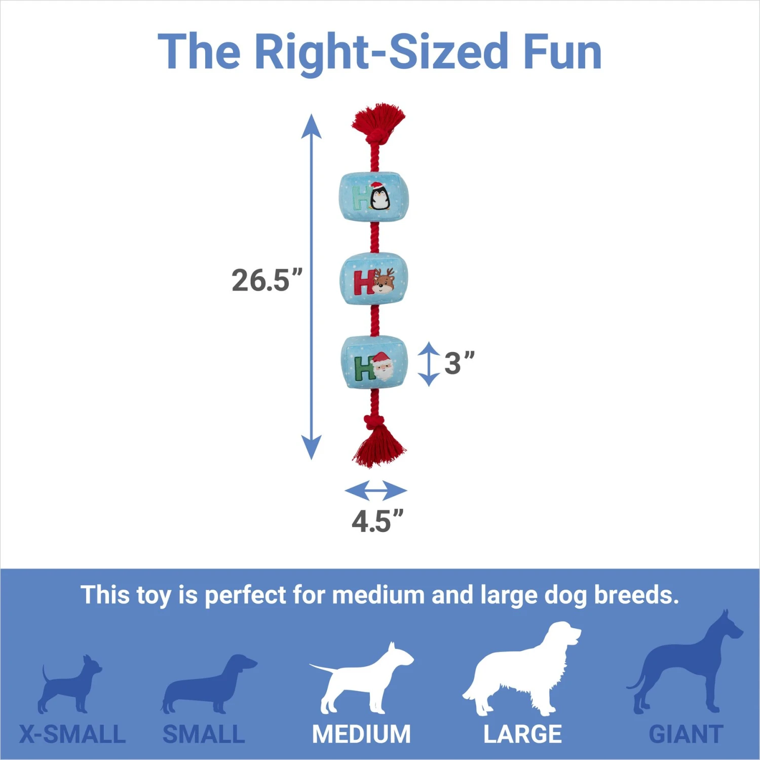 Frisco Holiday Ho Ho Ho Plush With Rope Squeaky Dog Toy - Image 2