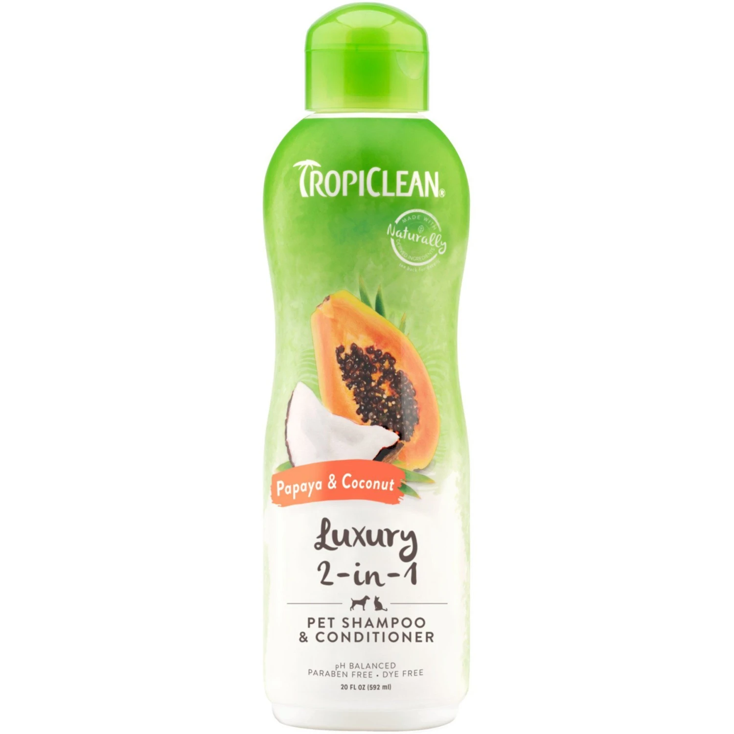 TropiClean Luxury 2 In 1 Papaya & Coconut Pet Shampoo & Conditioner & Frisco Cat & Dog Bristle Brush - Image 2