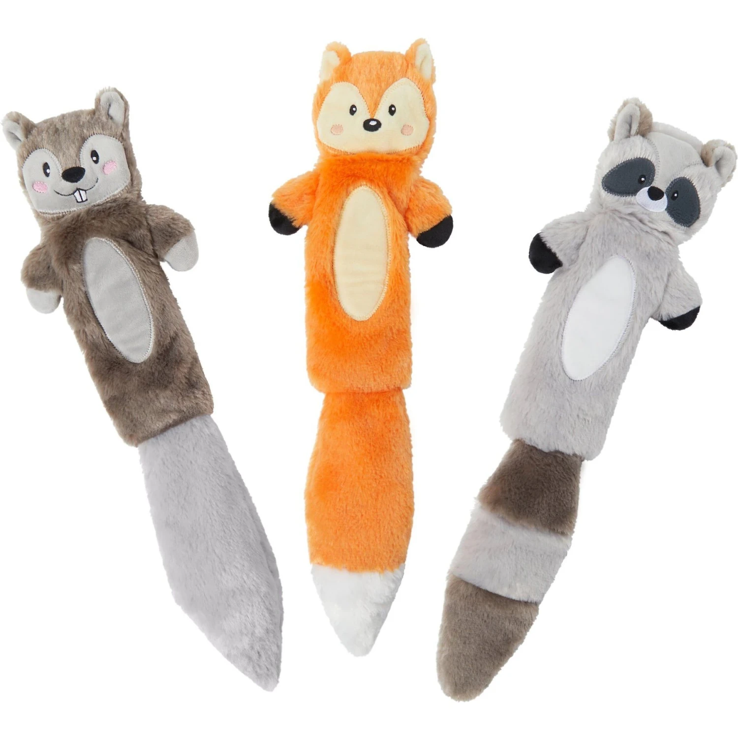 Frisco Forest Friends Stuffing-Free Skinny Plush Squeaky Dog Toy + 3 Items - Image 2