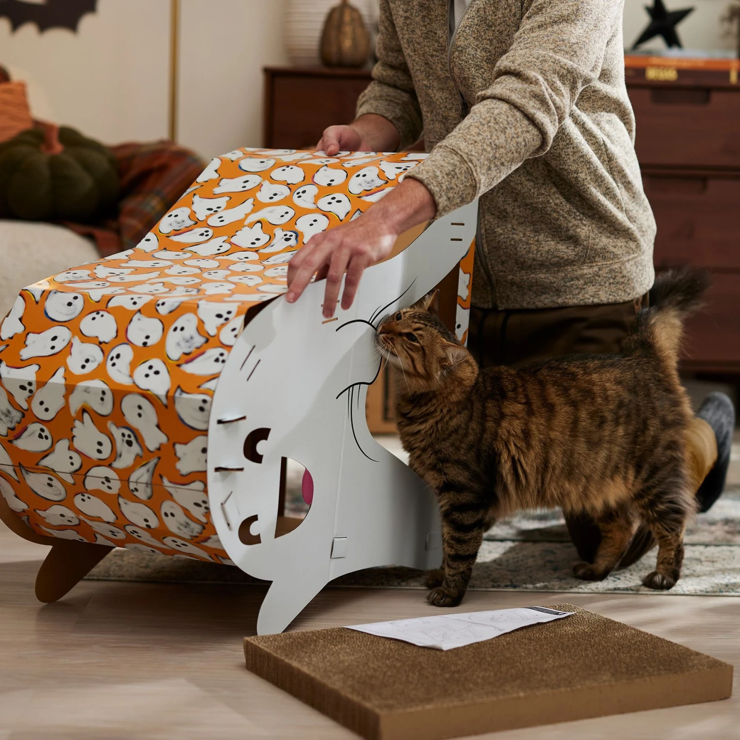 Frisco Halloween Cutie Ghost Cardboard Cat House With Catnip - Image 4