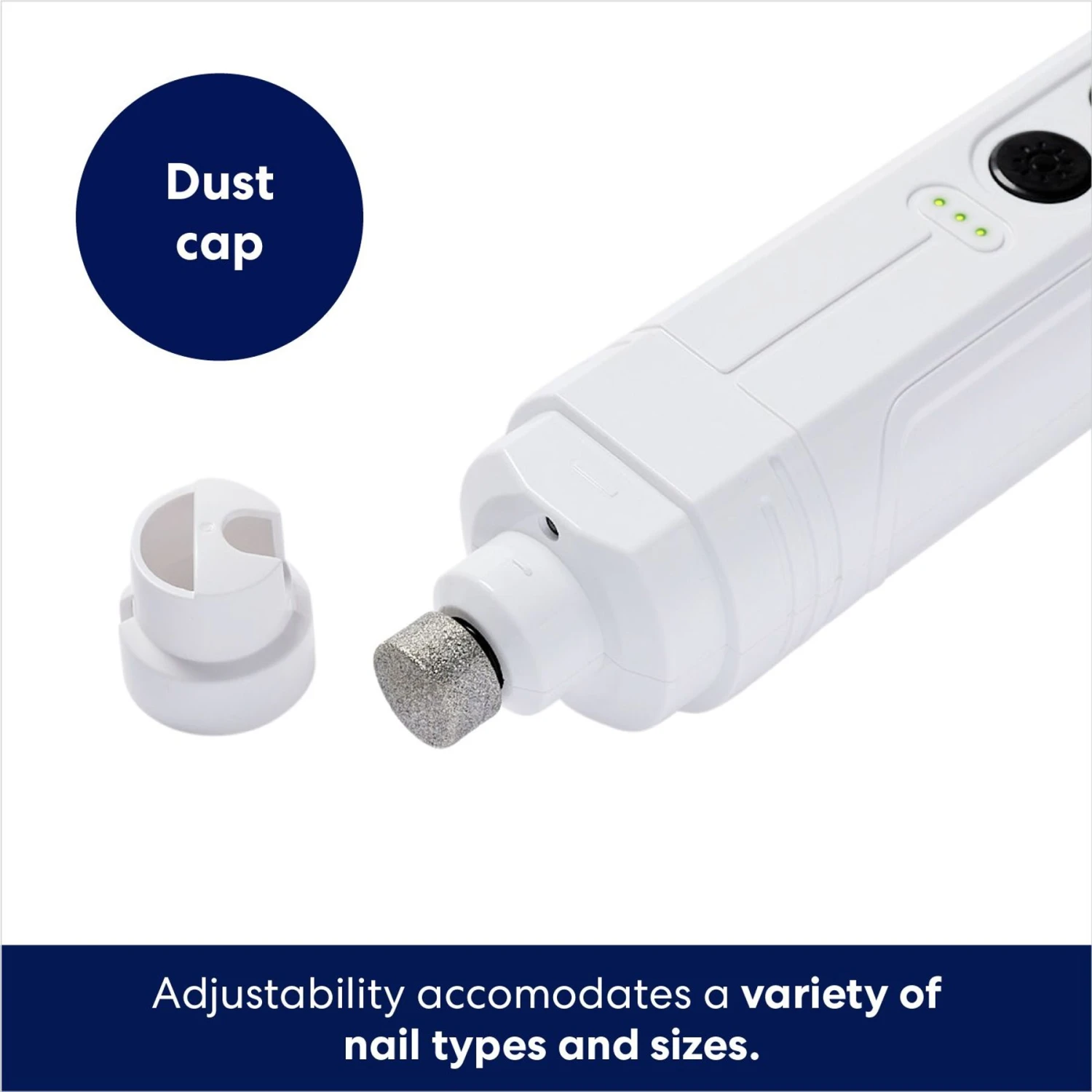 Rechargeable Cordless Cat & Dog 3-Speed Nail Grinder, White - Image 3