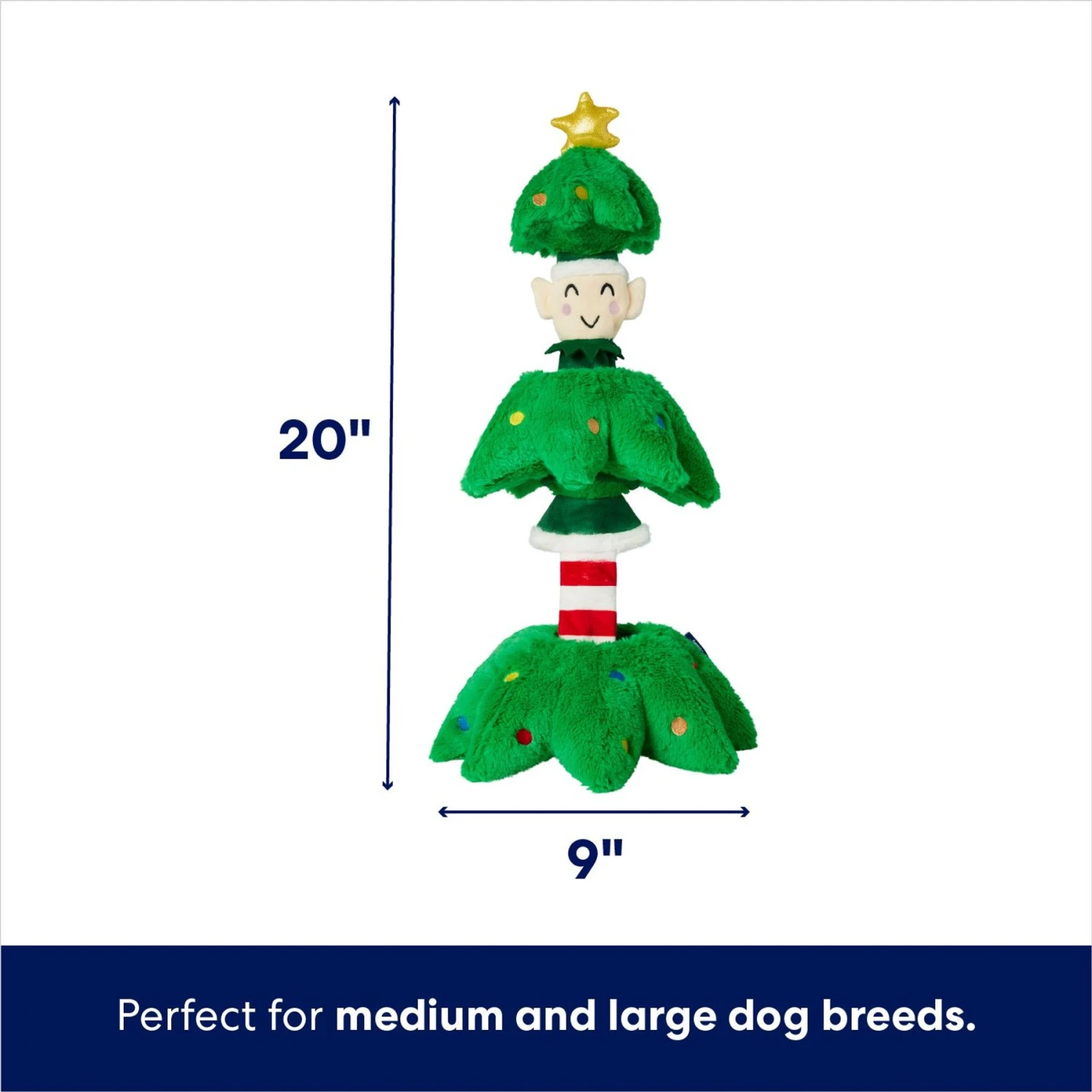 Frisco Holiday Elf In A Tree Bungee Plush Squeaky Dog Toy - Image 2