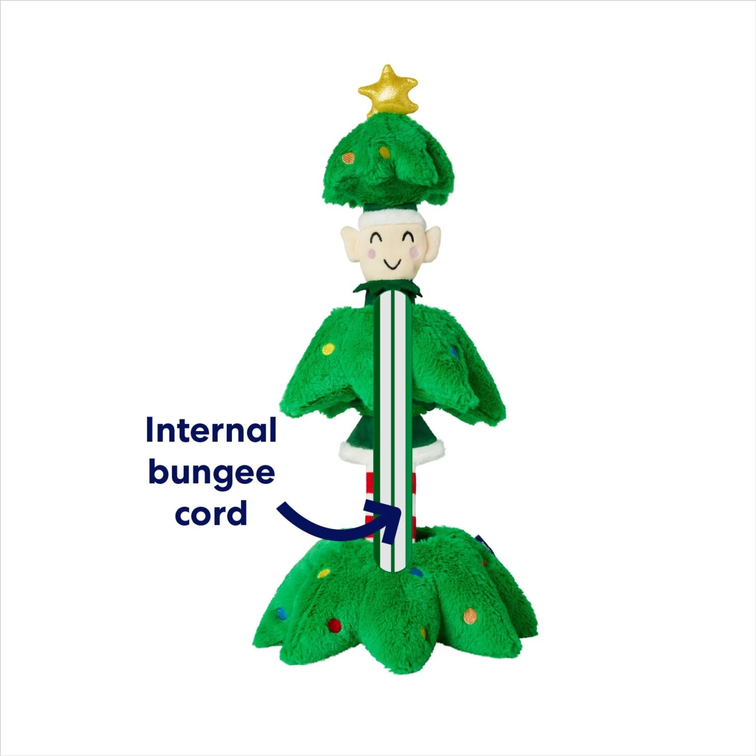 Frisco Holiday Elf In A Tree Bungee Plush Squeaky Dog Toy - Image 3