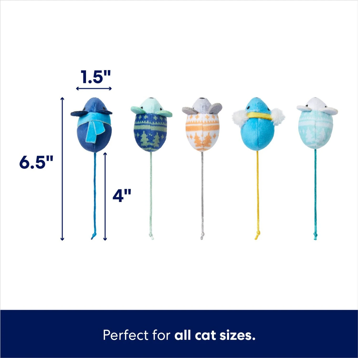 Frisco Holiday Festive Arctic Blues Mice Plush Cat Toy With Catnip - Image 2