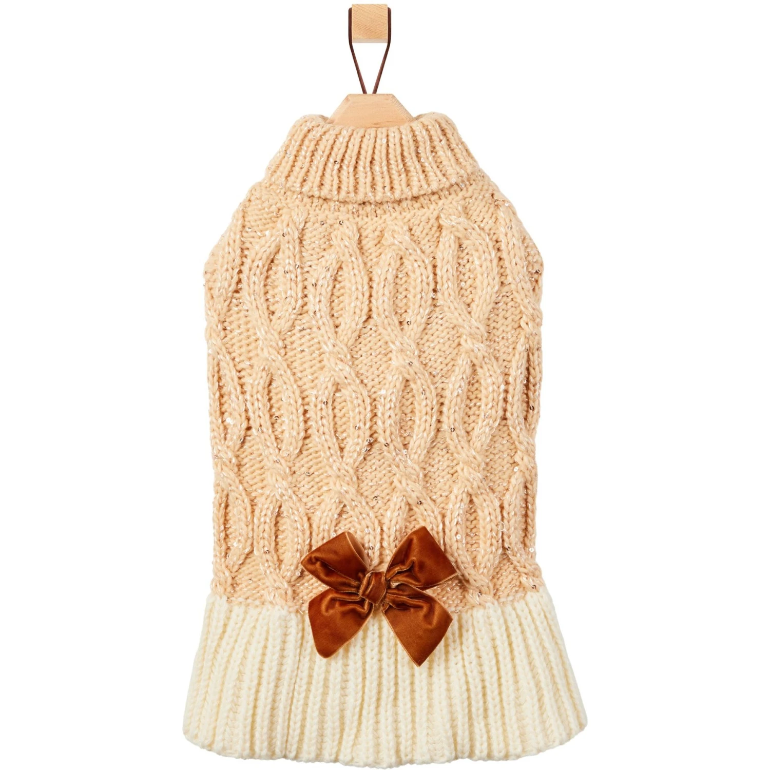 Frisco Cable Knit Dog & Cat Sweater Dress With Velvet Bow - Image 4