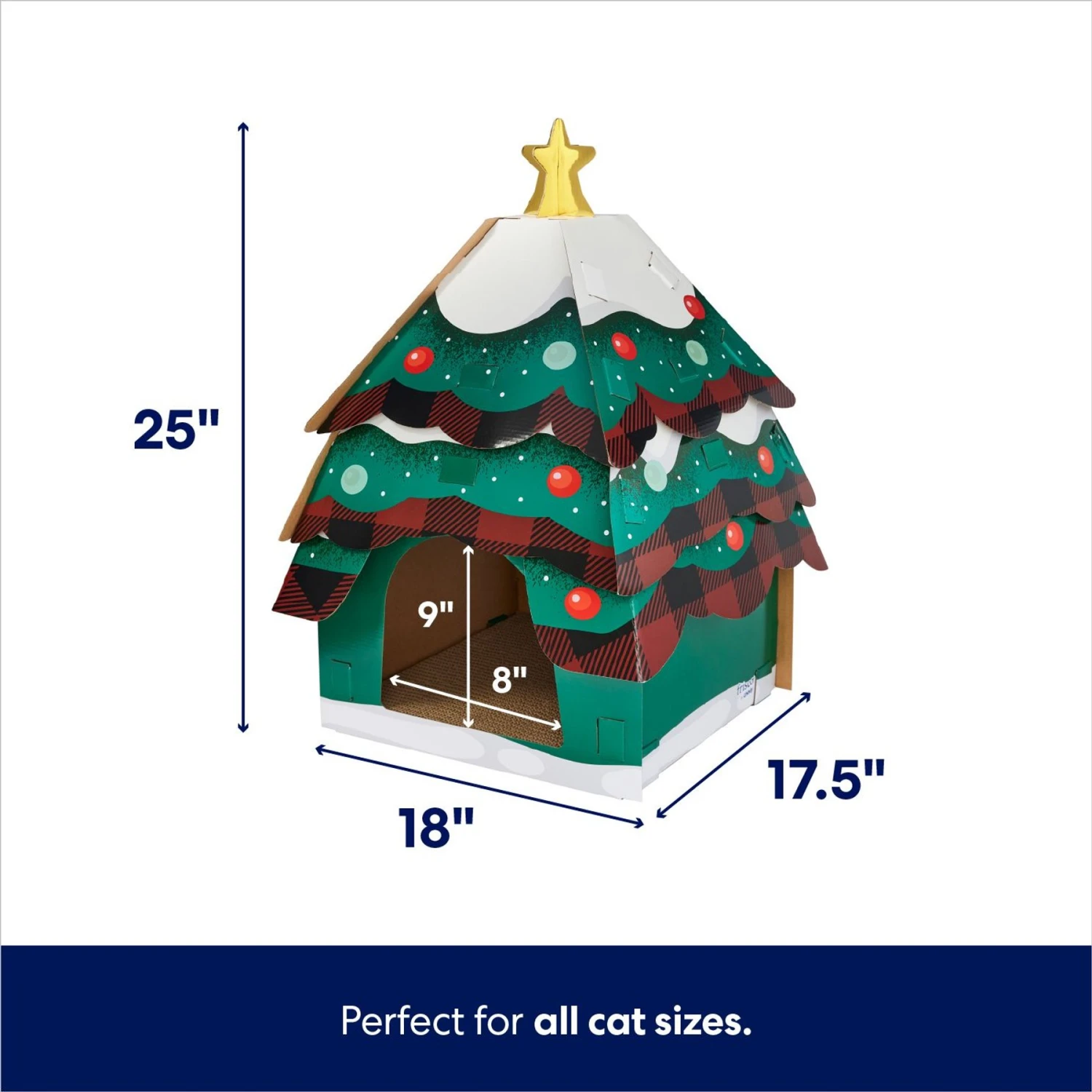 Frisco Holiday Christmas Tree Cardboard Cat House & Frisco Holiday Santa's Workshop Cardboard Cat House - Image 3
