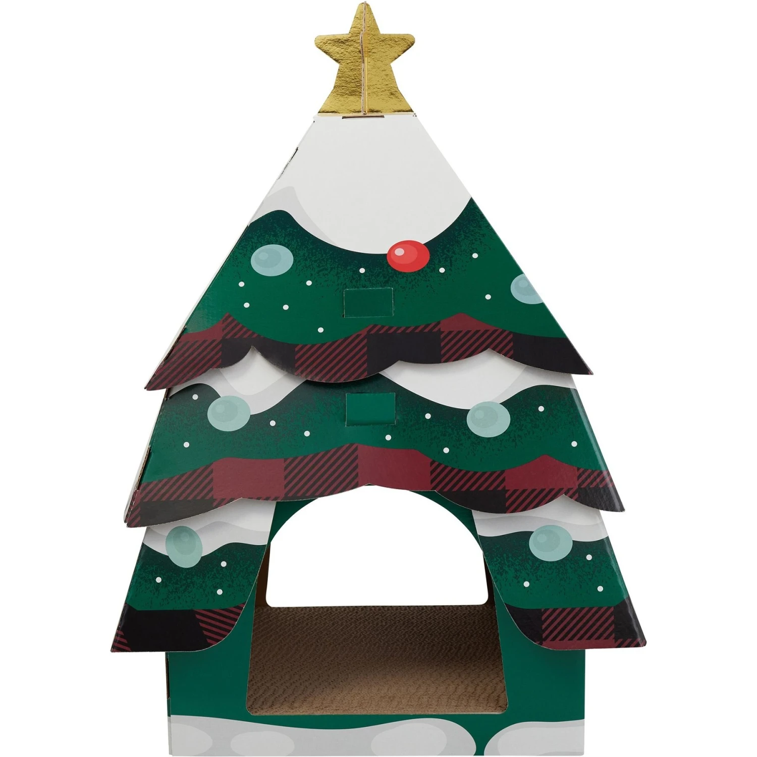Frisco Holiday Christmas Tree Cardboard Cat House & Frisco Holiday Santa's Workshop Cardboard Cat House - Image 4