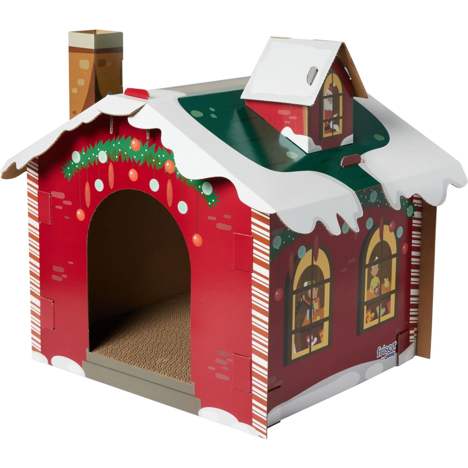 Frisco Holiday Christmas Tree Cardboard Cat House & Frisco Holiday Santa's Workshop Cardboard Cat House - Image 6