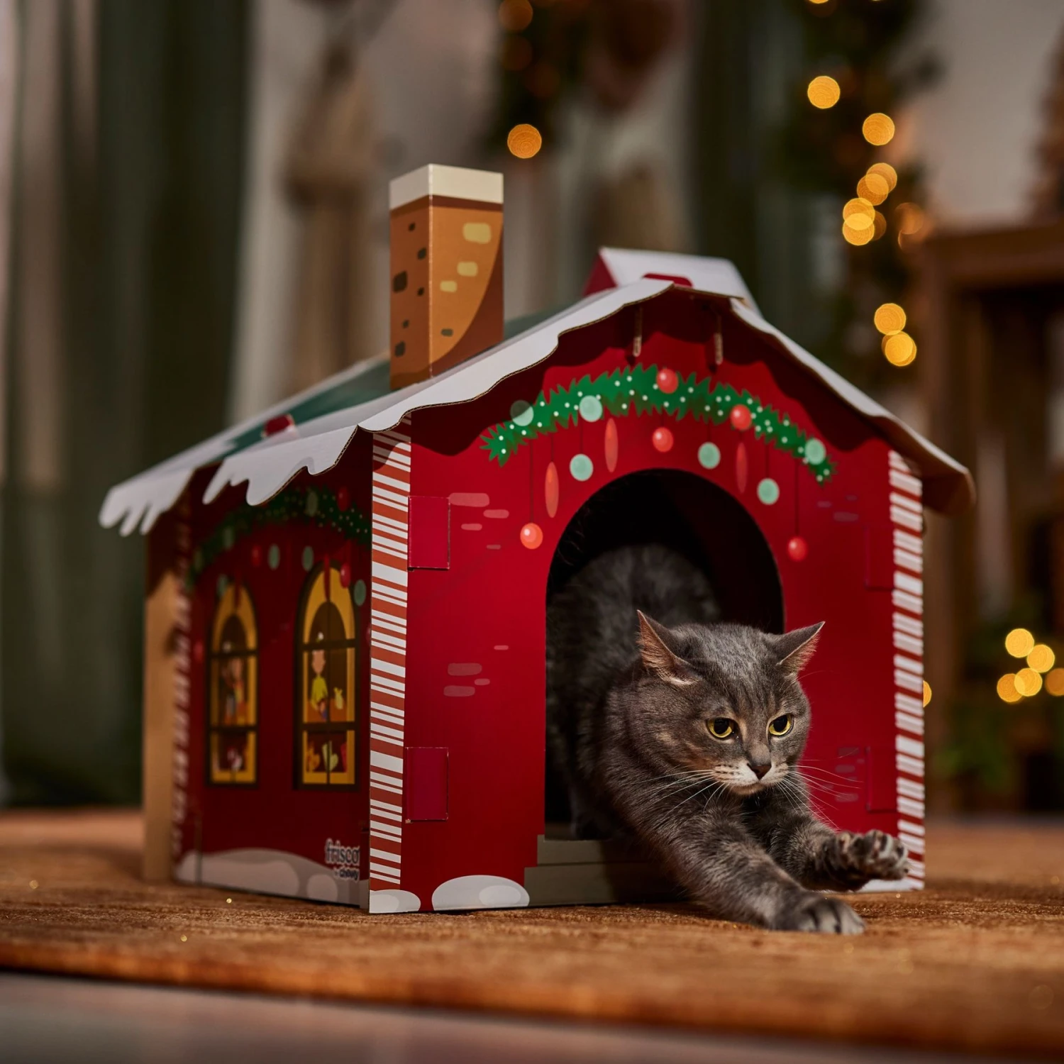 Frisco Holiday Christmas Tree Cardboard Cat House & Frisco Holiday Santa's Workshop Cardboard Cat House - Image 9