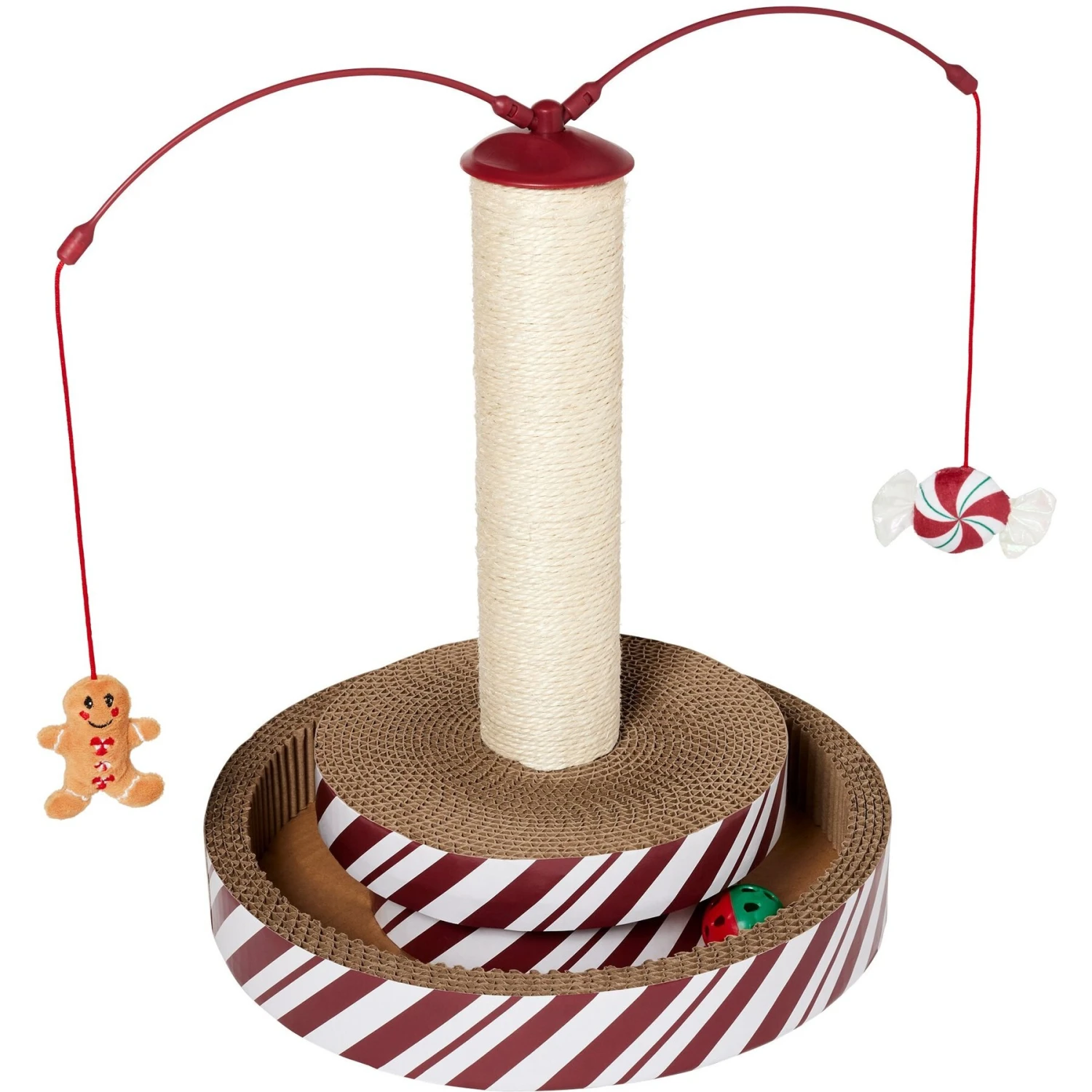 Frisco Holiday Santa Hat & Mistletoe Cat Tracks Cat Toy & Frisco Holiday Gingerbread Interactive Cat Scratcher Cat Toy With Catnip - Image 6